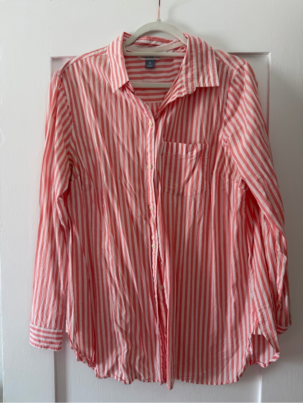 Old Navy Coral Pink and White Striped Classic Tee